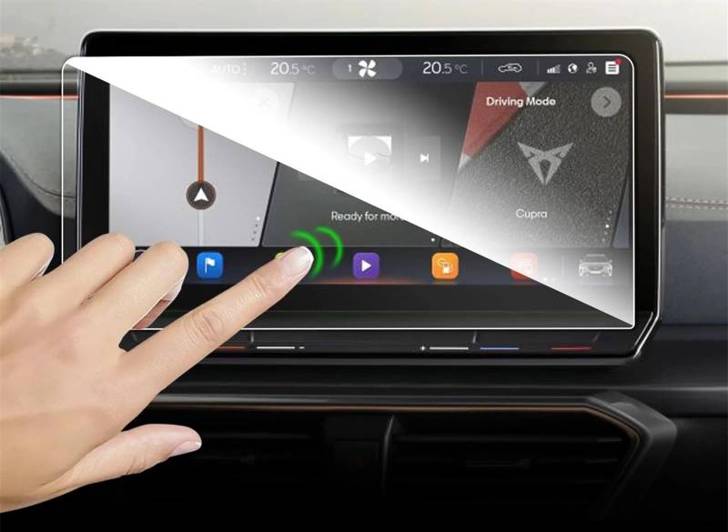 EQAUHYB Auto-Bildschirmfolie Kompatibel Mit C&upra Für Formentor 12 Zoll Auto GPS Navigation PET Schutzfolie Auto Innenausstattung 2St von EQAUHYB
