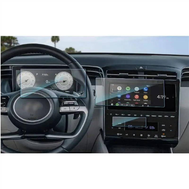 EQAUHYB Auto-Bildschirmfolie Kompatibel Mit Hyundai Für Tucson NX4 2021 2022 2023 10,25 Zoll Auto-GPS-Navigation LCD Gehärtetes Glas Und Armaturenbrett-Bildschirmfolie von EQAUHYB