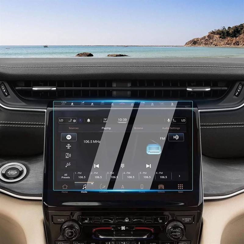 EQAUHYB Auto-Bildschirmfolie Kompatibel Mit Jeep Für Grand Für Cherokee L 2021 2022 2023 Auto-GPS-Navigation Displayschutzfolie Aus Gehärtetem Glas von EQAUHYB