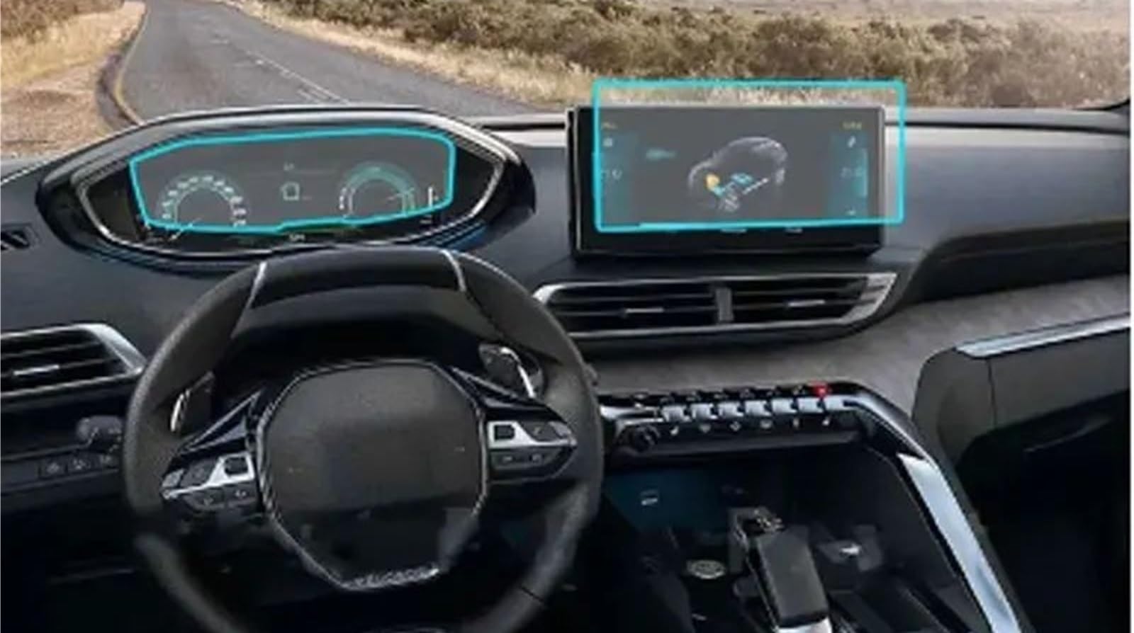 EQAUHYB Auto-Bildschirmfolie Kompatibel Mit Peugeot Für 3008 2021 2022 Auto-GPS-Navigation Und Armaturenbrett-Displayschutzfolie Aus Gehärtetem Glas(GPS and Instrument) von EQAUHYB