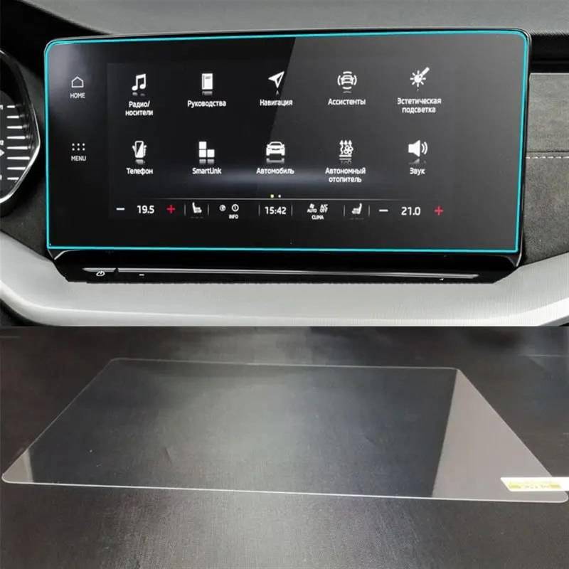 EQAUHYB Auto-Bildschirmfolie Kompatibel Mit Skoda Für Octavia A8 2020 2021, Auto-GPS-Navigationsdisplay, 10 Zoll, Displayschutz Aus Gehärtetem Glas, Auto-Innenausstattung(GPS) von EQAUHYB