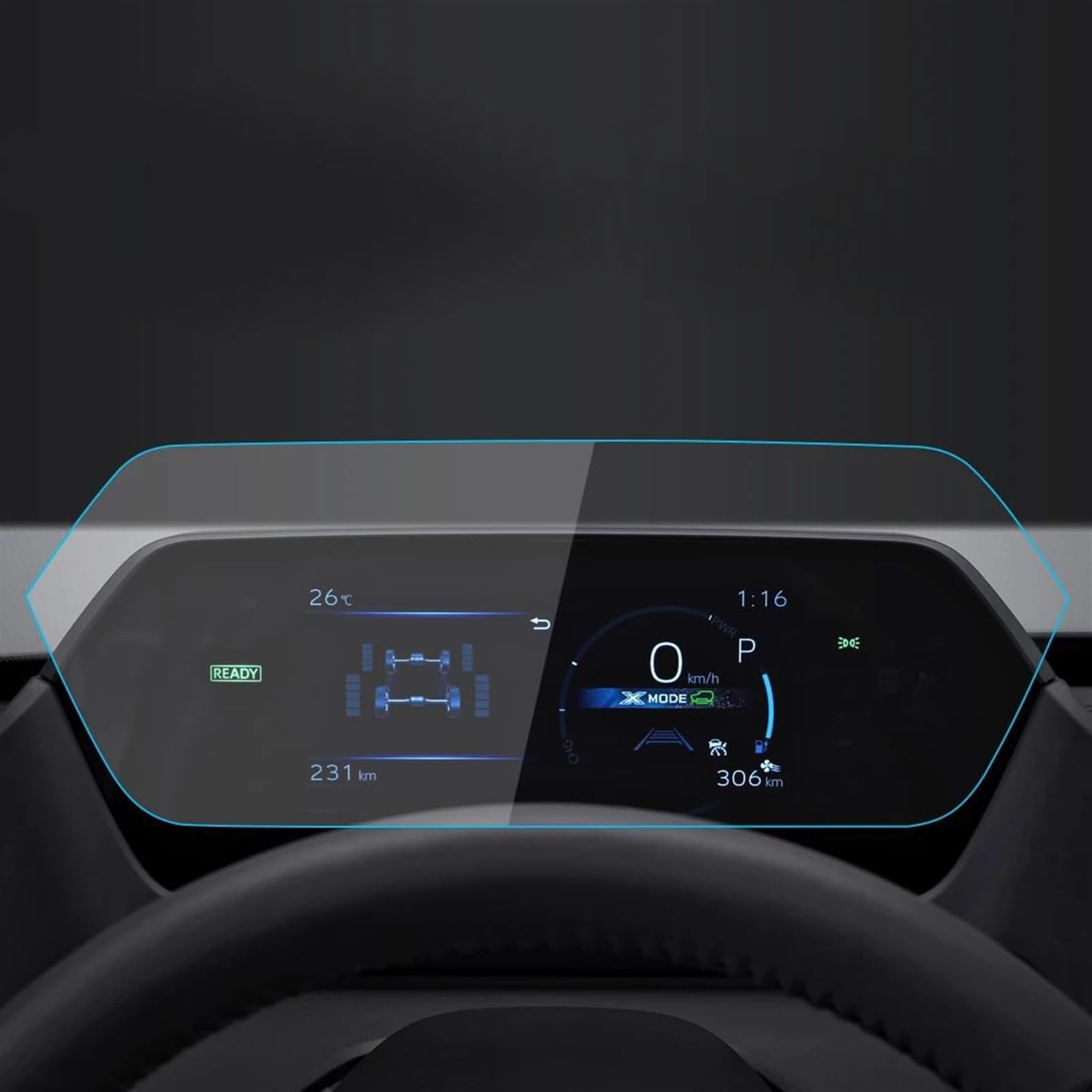 EQAUHYB Auto-Bildschirmfolie Kompatibel Mit Toyota Für Bz4x 2022 Auto-GPS-Konsole Armaturenbrett Displayschutzfolie Aus Gehärtetem Glas(22 Meter Blue) von EQAUHYB