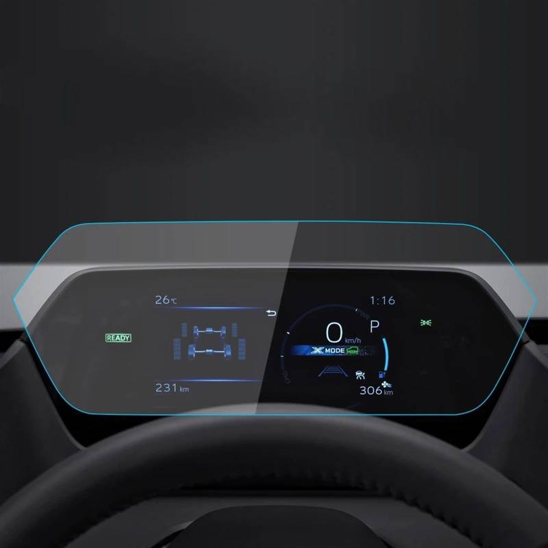EQAUHYB Auto-Bildschirmfolie Kompatibel Mit Toyota Für Bz4x 2022 Auto-GPS-Konsole Armaturenbrett Displayschutzfolie Aus Gehärtetem Glas(22 Meter Blue) von EQAUHYB