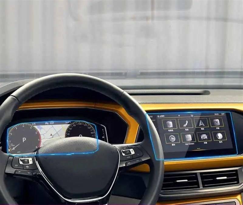 EQAUHYB Auto-Bildschirmfolie Kompatibel mit VW für Taos für T-Cross 2022 Auto-GPS-Navigations-Armaturenbrett Displayschutzfolie aus gehärtetem Glas(1 Set) von EQAUHYB