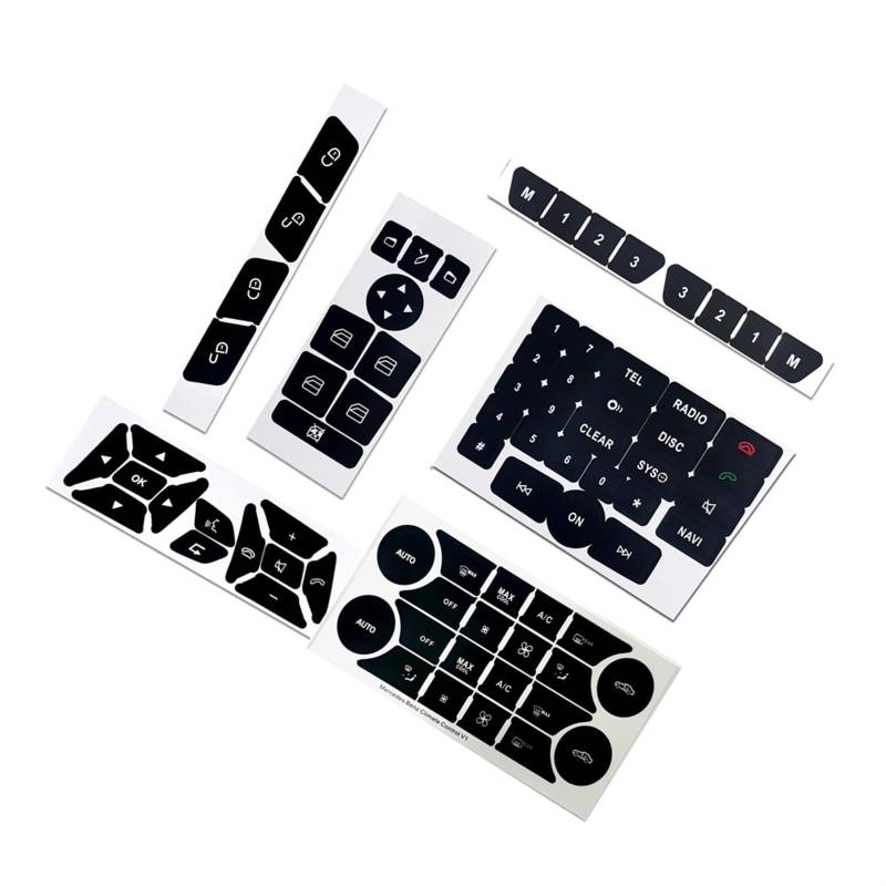 EQAUHYB Auto Knopf Aufkleber Kompatibel Mit Benz E Für W212 Für Coupé C207 Für Cabrio A207 Mattschwarze Knopfreparatur-Aufkleber(B) von EQAUHYB