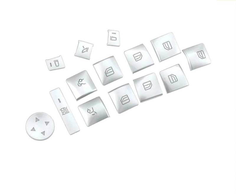 EQAUHYB Auto Knopf Aufkleber Kompatibel Mit Benz Für C300 C350 2008 2009 2010 2011 2012 2013 2014 Autotür-Armlehnen-Fensterschalter-Tastenabdeckungsverkleidung 14-TLG. von EQAUHYB