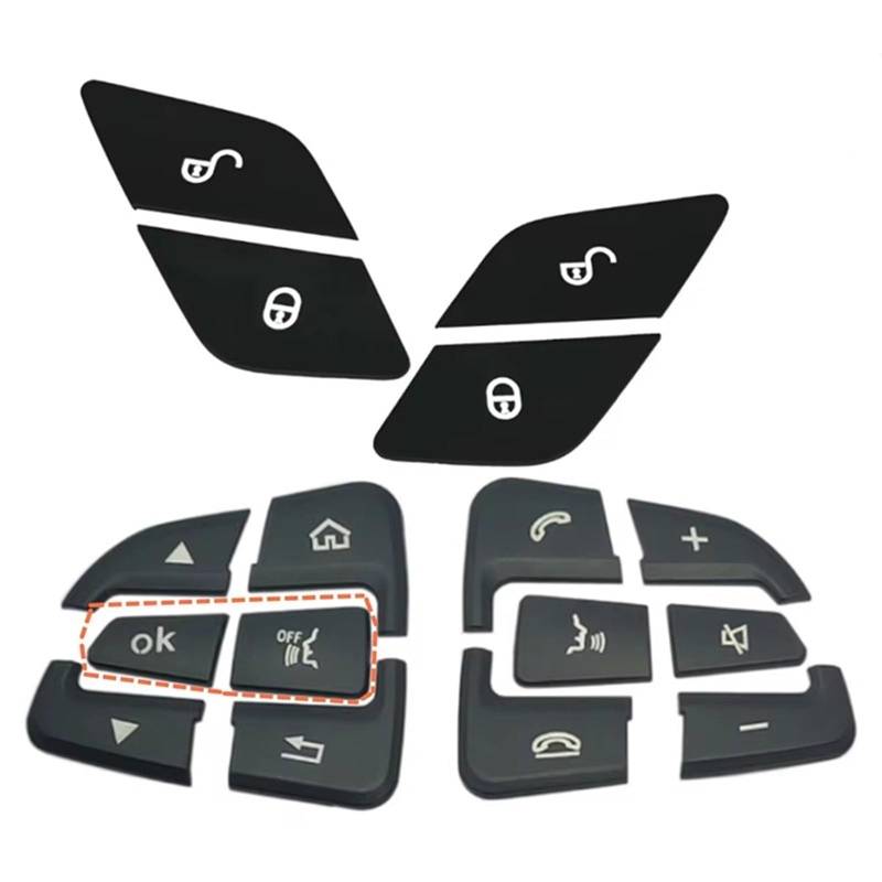 EQAUHYB Auto Knopf Aufkleber Kompatibel Mit Benz Für V 2015 2016 2017 2018 2019 Auto-Lenkrad-Tür-Entriegelungsknopf-Abdeckung Aufkleber Zierzubehör(Black) von EQAUHYB