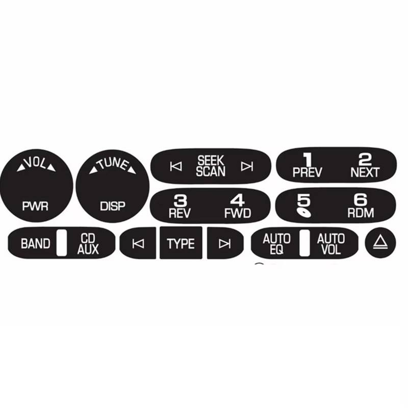 EQAUHYB Auto Knopf Aufkleber Kompatibel Mit Cadillac Für Isuzu 2002–2005 2006, Autozubehör Für Radio-Navigations-Steuertaste, Reparatur-Aufkleber-Set, Armaturenbrett von EQAUHYB