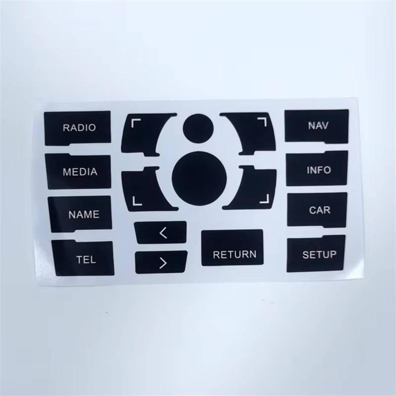 EQAUHYB Auto Knopf Aufkleber Kompatibel Mit Für A8 A8L 2005–2010 Für Radio-Navigationsmodul, Schalter, Steuertaste, Abgenutzter Reparaturaufkleber, Aufkleber, Schwarz von EQAUHYB