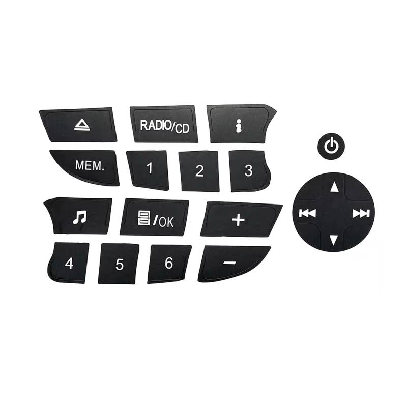 EQAUHYB Auto Knopf Aufkleber Kompatibel Mit Für Megane Für Clio 2009 2010 2011 Auto Multimedia-CD Für Radio Audio Schalter Knopf Reparatur Aufkleber Aufkleber von EQAUHYB
