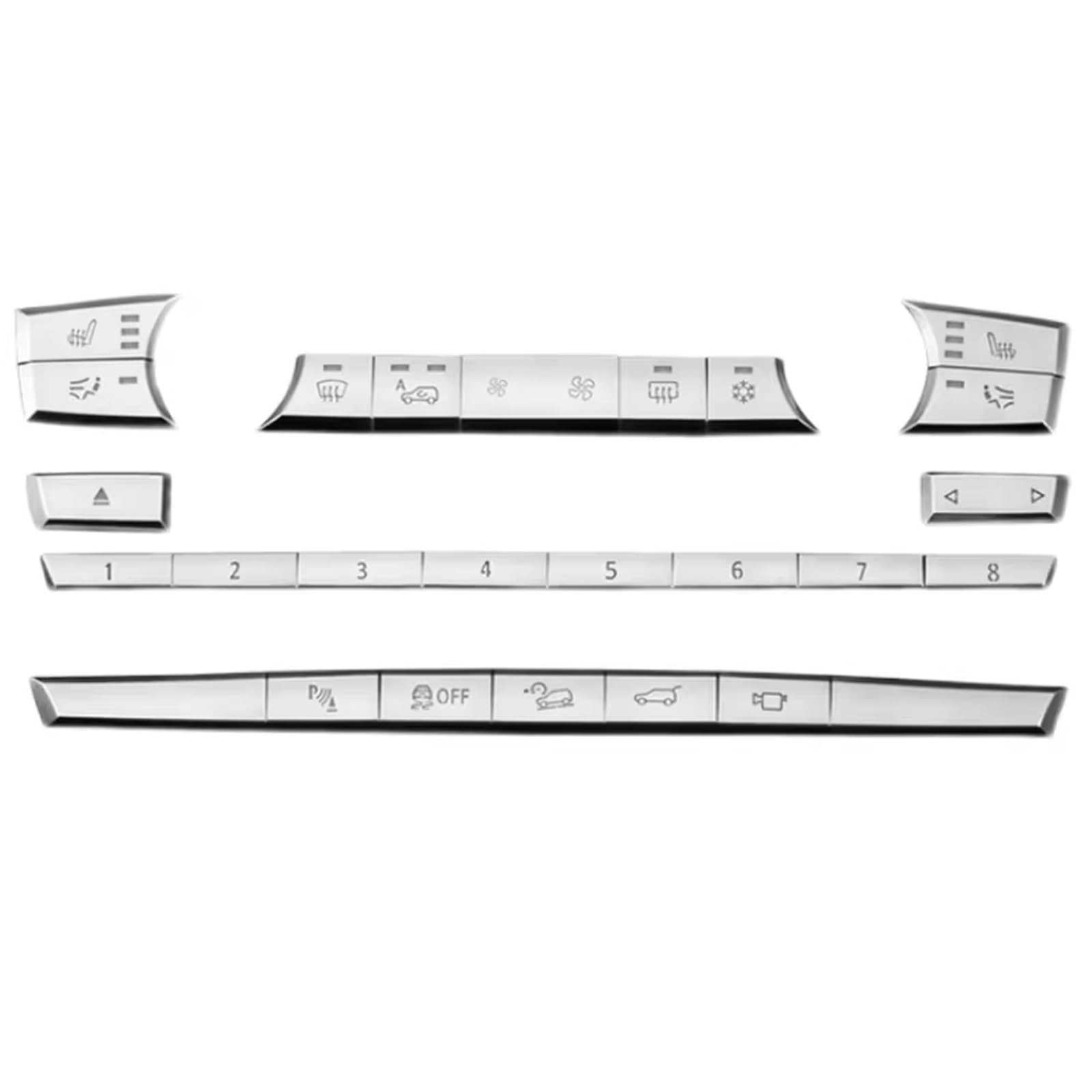 EQAUHYB Auto Knopf Aufkleber Kompatibel Mit Für X5 E70 2008 2009–2013 Chrom-Mittelkonsole, Klimaanlage, CD-Nummernmodus-Tastenabdeckung, Verkleidungsschalter-Aufkleber, 26 Stück EQAUHYB Auto Knopf Aufkleber Kompatibel Mit Für X5 E70 2008 2009–2013 Chrom-Mittelkonsole, Klimaanlage, CD-Nummernmodus-Tastenabdeckung, Verkleidungsschalter-Aufkleber, 26 Stück von EQAUHYB