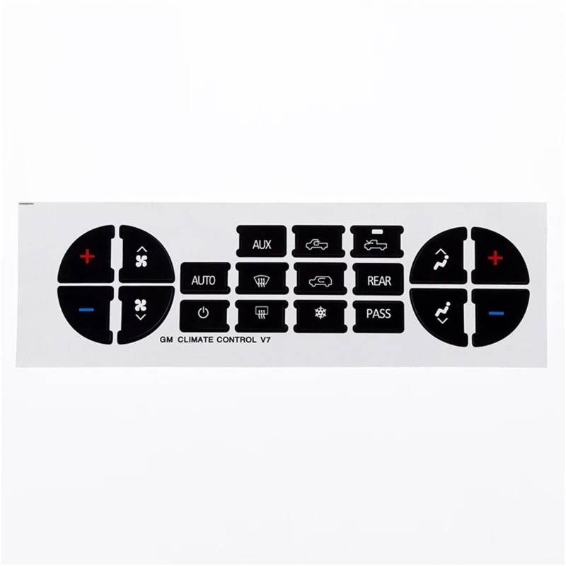 EQAUHYB Auto Knopf Aufkleber Kompatibel Mit GMC Für Yukon XL 1500 XL 2500 2007 2008 2009 2010 2011–2013 Autoinnenaufkleber AC Central Control Panel Button Aufkleber von EQAUHYB