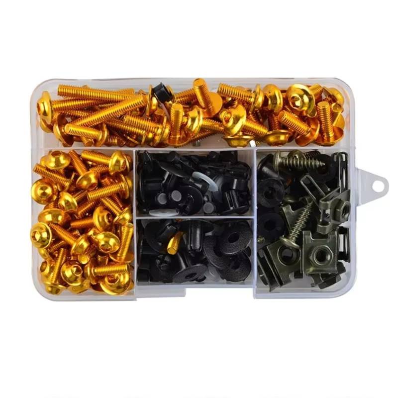 EQAUHYB Motorrad Schraubensatz Kompatibel Mit CB 125R Für 250R 300R Für 400X 400F Motorradverkleidungsschrauben Schraubensatz Mutternklammern Motorradschrauben(Yellow) von EQAUHYB