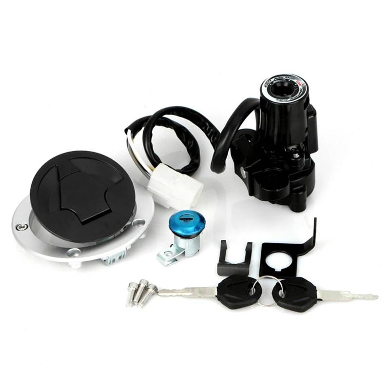 EQAUHYB Zündschalter Kompatibel Mit Für Ninja Für ZX10R ZX1000 2011 2012 2013 2014 2015 2016 2017 2018 2019 Motorrad-Zündschalter-Tankdeckel-Abdeckungs-Schloss-Set von EQAUHYB