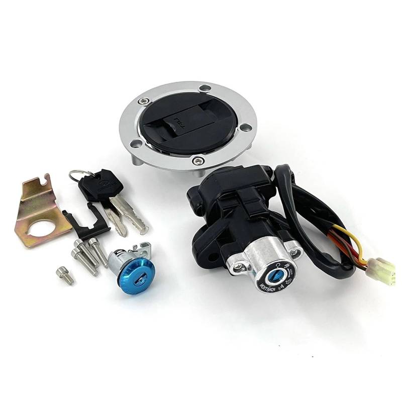 EQAUHYB Zündschalter Kompatibel Mit Suzuki Für SV1000S 2003 2004 2005 2006 2007, Motorrad-Zündschalter, Tankdeckel-Abdeckung, Schloss-Schalter-Schlüsselsatz, Zubehör-Abdeckung von EQAUHYB