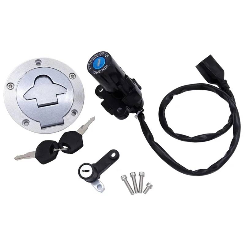 EQAUHYB Zündschalter Kompatibel Mit Yamaha Für YZF-R25 2015 2016 2017 2018 2019 Motorrad-Zündschlossschalter Tankdeckel-Schlossschlüsselkappen-Set Motorradzubehör von EQAUHYB