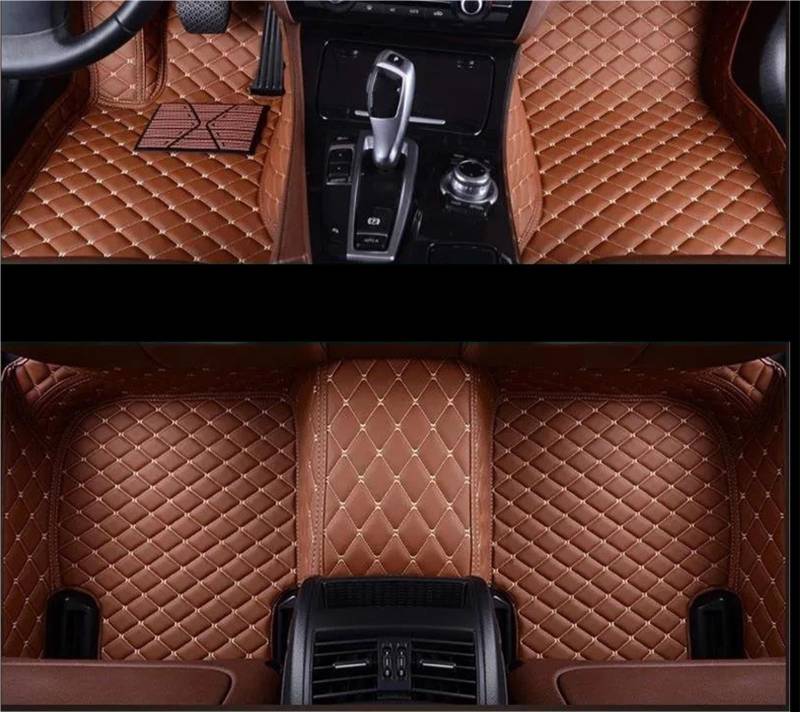 Fußmatten Set Maßgeschneiderte Leder-Autofußmatten Für VW Für Touran, Allwetter-Anti-Rutsch-Vollschutzmatten, Teppich, Innenraumzubehör Autofußmatten Zubehör(Braun,2003-2015) von EQJSHL