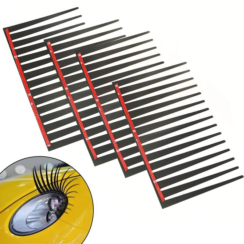 EQLEF Auto Wimpern Aufklebe 4 pcs 3d Wimpern Auto Dekorativer Aufkleber, Schwarze Wimpern für Auto Autoaufkleber ein Paar Autotattoo Auto-Wimpern der Träger-Auto-Styling-Scheinwerfer von EQLEF