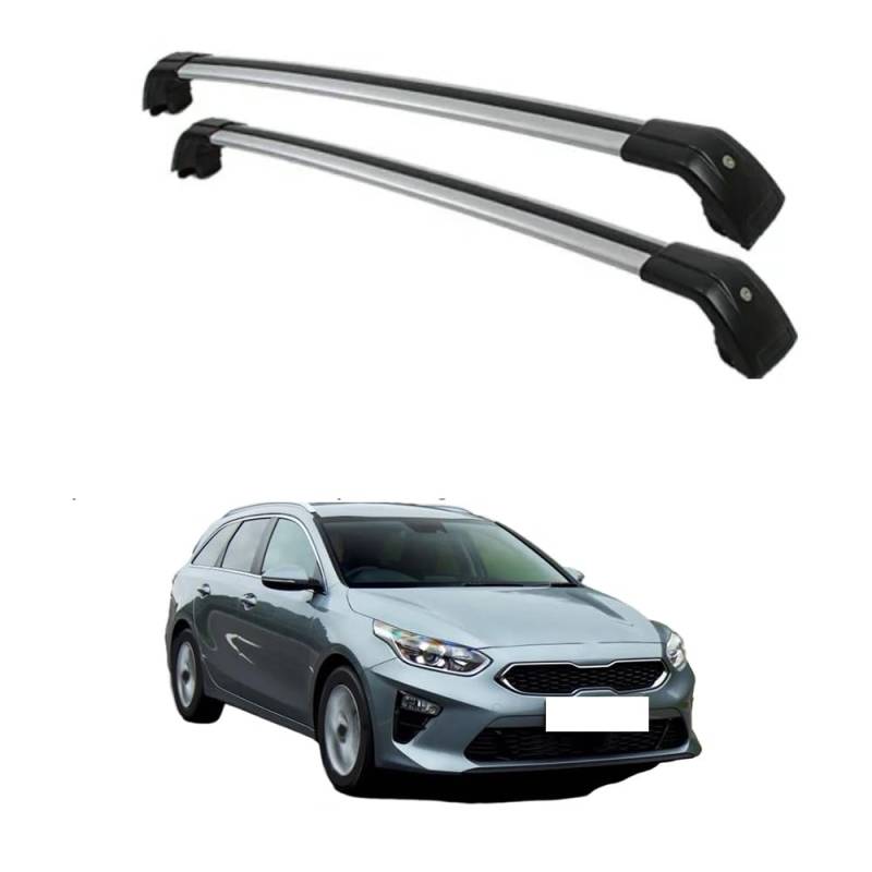 2PCS Auto Aluminium Relingträger Dachträger, für Kia Ceed Sports Wagon 2018-2022 Gepäckträger Dachboxen Fahrradträger Dachgepäckträger Car Zubehör,A von EQLIFD