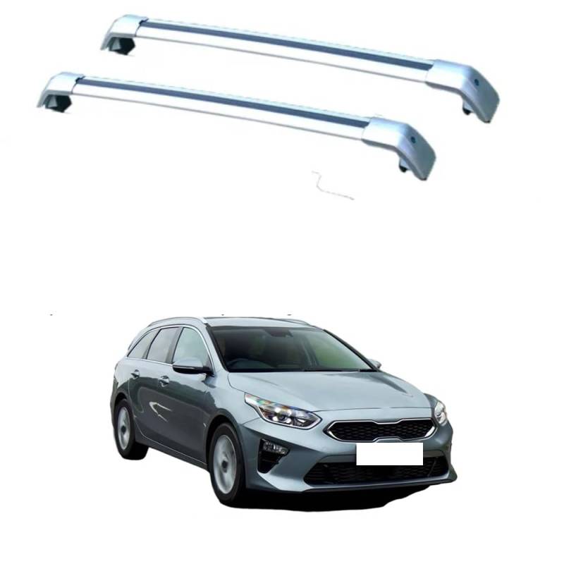 2PCS Auto Aluminium Relingträger Dachträger, für Kia Ceed Sports Wagon 2018-2022 Gepäckträger Dachboxen Fahrradträger Dachgepäckträger Car Zubehör,C von EQLIFD