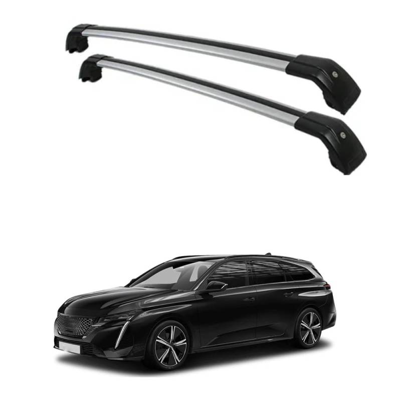 2PCS Auto Aluminium Relingträger Dachträger, für Peugeot 308 SW 2007-2019 Gepäckträger Dachboxen Fahrradträger Dachgepäckträger Car Zubehör,A von EQLIFD