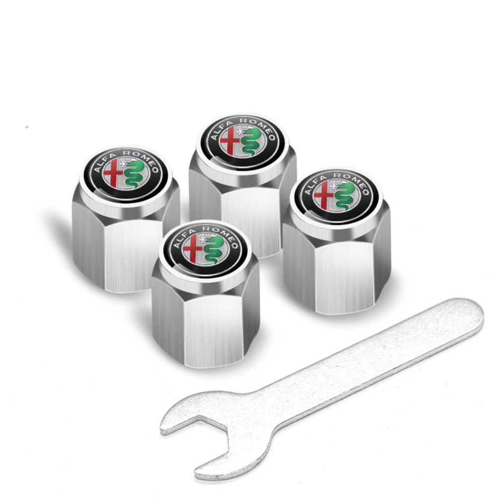 4Pcs Auto Legierung Reifenventil Ventilkappen, für Alfa Romeo Alfa Alfetta Spider Brera Matta Mito Stelvio Giulia Sportiva Luftabdeckungen Staubkappen Rostschutz stabilen Car Reifen Zubehör 4Pcs Auto Legierung Reifenventil Ventilkappen, für Alfa Romeo Alfa Alfetta Spider Brera Matta Mito Stelvio Giulia Sportiva Luftabdeckungen Staubkappen Rostschutz stabilen Car Reifen Zubehör von EQLIFD