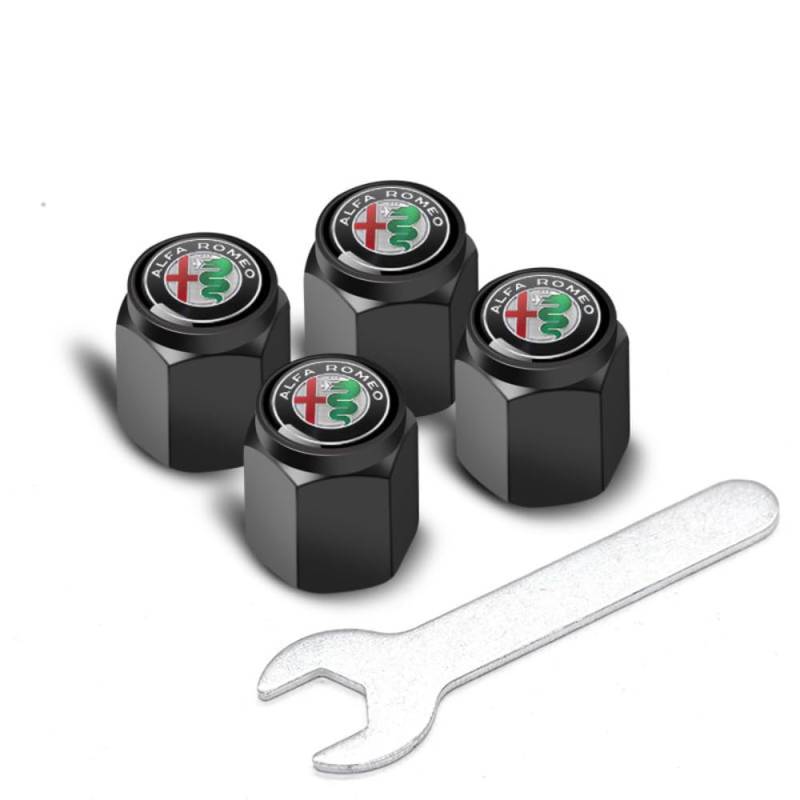 4Pcs Auto Legierung Reifenventil Ventilkappen, für Alfa Romeo Alfa Alfetta Spider Brera Matta Mito Stelvio Giulia Sportiva Luftabdeckungen Staubkappen Rostschutz stabilen Car Reifen Zubehör von EQLIFD