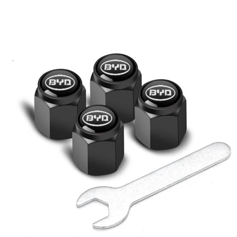 4Pcs Auto Legierung Reifenventil Ventilkappen, für BYD ATTO ATTO 2 ATTO 3 Luftabdeckungen Staubkappen Rostschutz stabilen Car Reifen Zubehör,B von EQLIFD