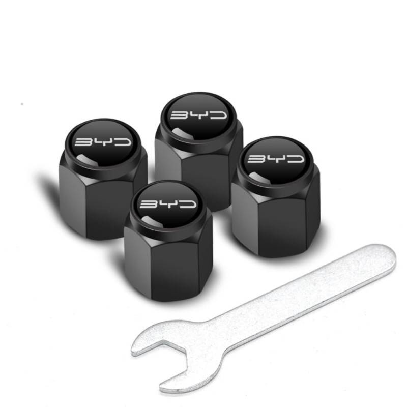 4Pcs Auto Legierung Reifenventil Ventilkappen, für BYD ATTO ATTO 2 ATTO 3 Luftabdeckungen Staubkappen Rostschutz stabilen Car Reifen Zubehör,B von EQLIFD