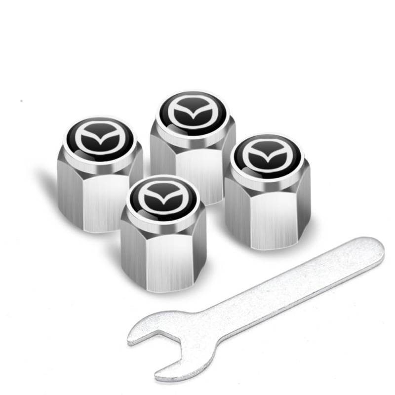4Pcs Auto Legierung Reifenventil Ventilkappen, für Mazda 3 bk 6 gg gh gj cx3 cx5 cx30 cx7 cx8 cx9 mx5 rx8 skyactive Luftabdeckungen Staubkappen Rostschutz stabilen Car Reifen Zubehör,A von EQLIFD