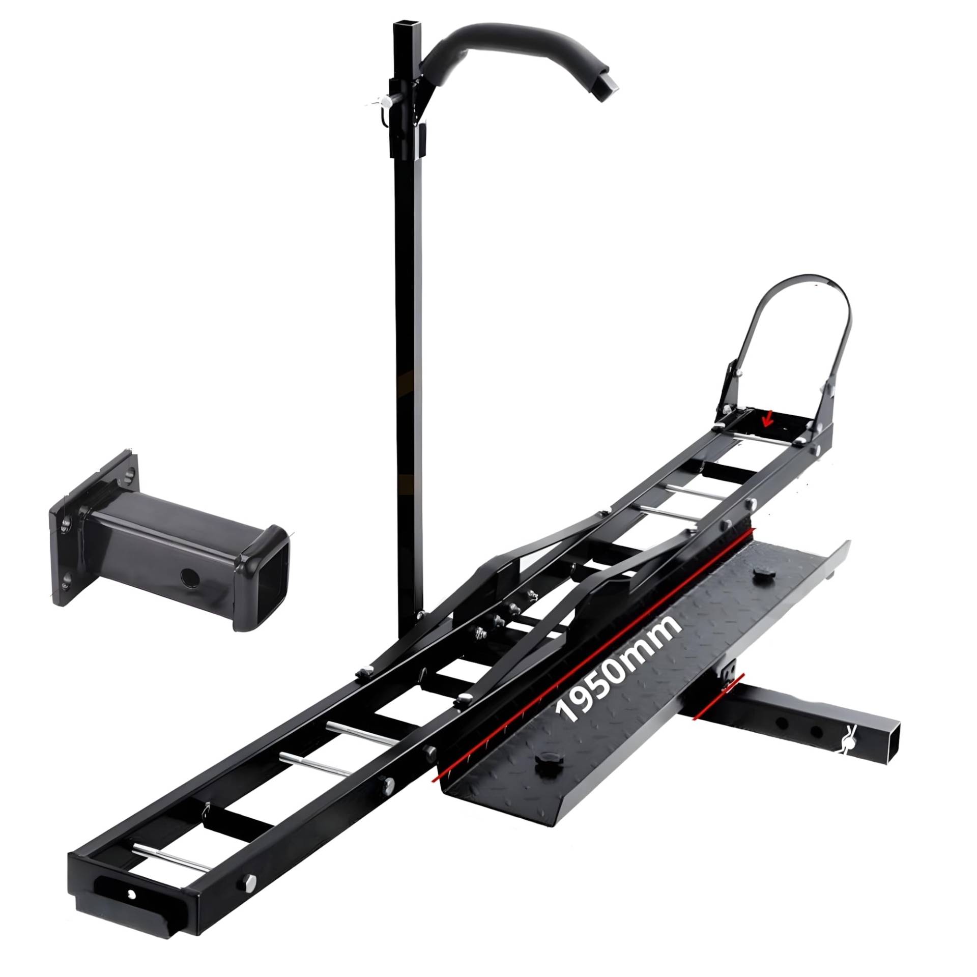 Motorradträger Anhängerkupplung Scooter mit Verladerampe 227 kg + Adapter quadratisch 2 Zoll von EQUIPEMENT EXPRESS SICOBA