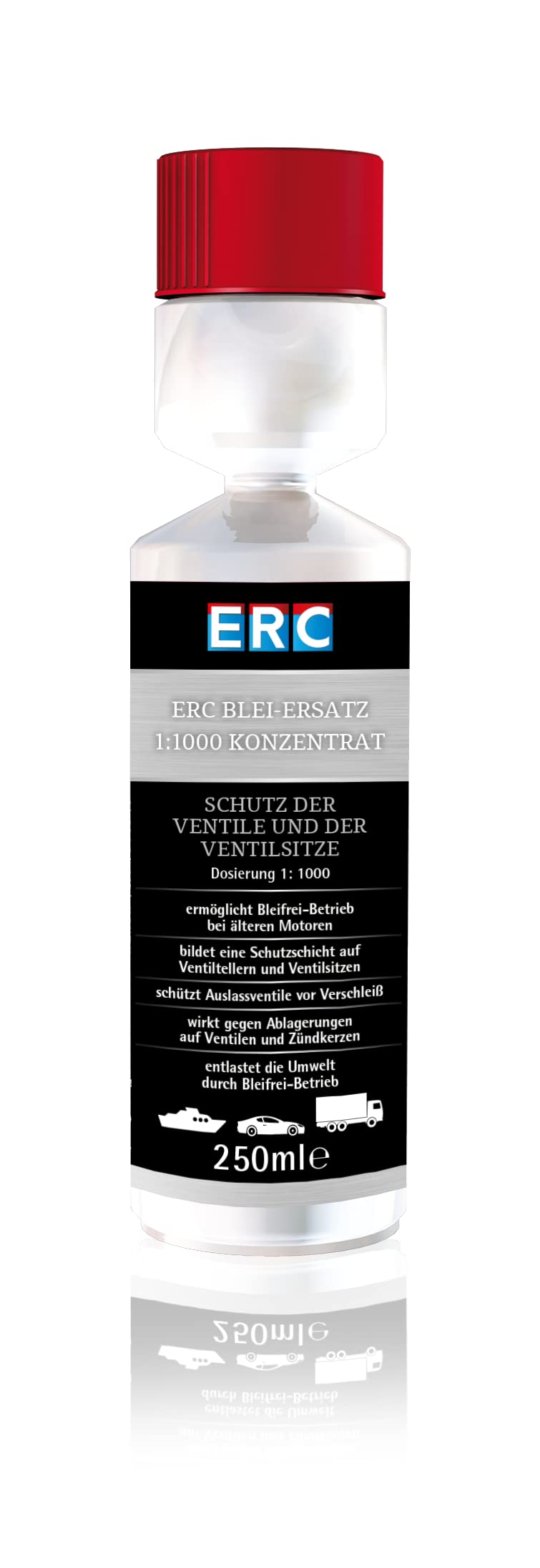ERC Blei-Ersatz Benzinmotoren 1:1000 Konzentrat 250ml Dosierflasche, für Oldtimer, bis zu 5 Tankfüllungen ERC Blei-Ersatz Benzinmotoren 1:1000 Konzentrat 250ml Dosierflasche, für Oldtimer, bis zu 5 Tankfüllungen von ERC