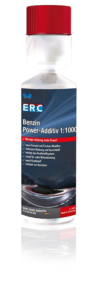 ERC Benzin Power-Additiv 1:1000 Konzentrat 250ml Dosierflasche, für bis zu 5 Tankfüllungen von ERC