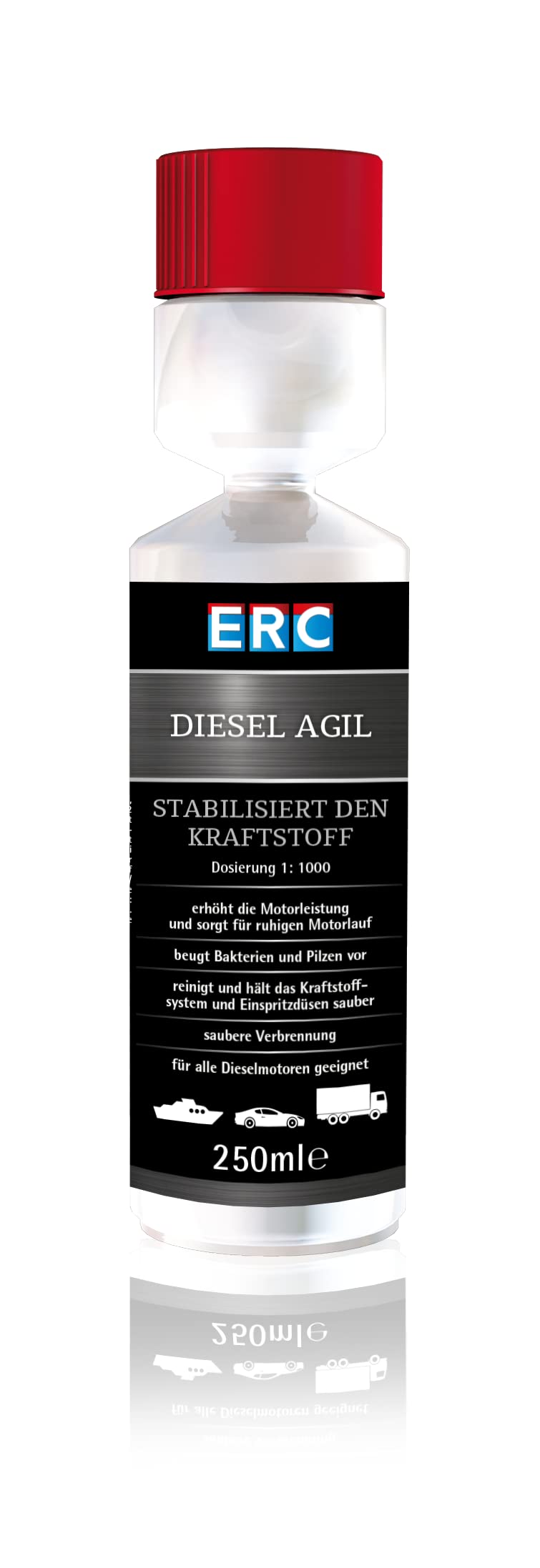 ERC Diesel Agil 1:1000, 250ml Dosierflasche, Wirkstoffkonzentrat für Dieselkraftstoff für bis zu 5 Tankfüllungen von ERC