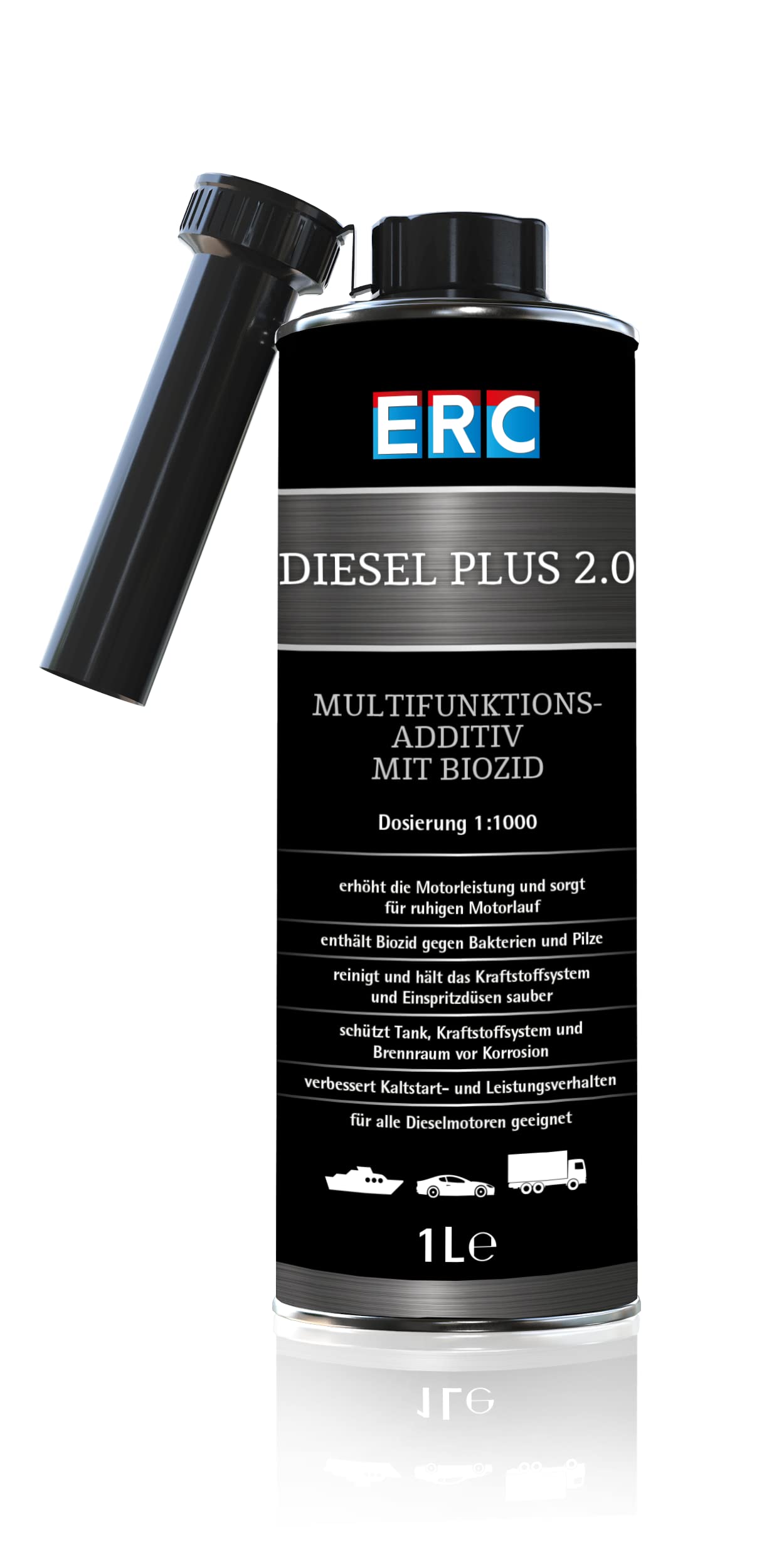 ERC Diesel Plus 2.0 1:1000 1 Liter Dose, mit multifunktionalen Wirkstoffkomponenten mit Biozid, für 1000 Liter Diesel von ERC