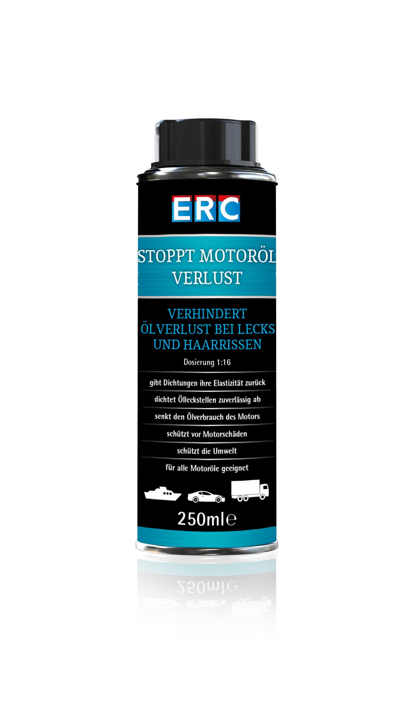 ERC Stoppt Motoröl Verlust 250ml Dose, verhindert Ölverlust, dichtet Ölleckagen ab, für 3 Liter Motoröl von ERC