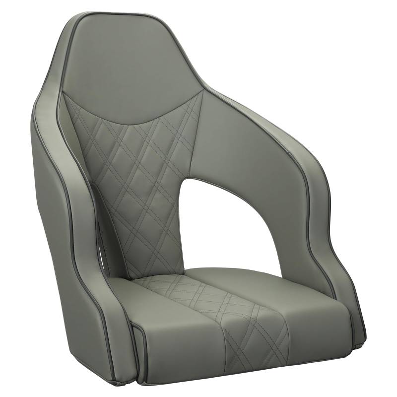 ERGOSEAT Deluxe Pro Bootssitz mit hoher Rückenlehne, Ponton, Kapitäne, Schalensitz mit Armlehnen (Hellgrau/Hellgrau/Anthrazit) von ERGOSEAT