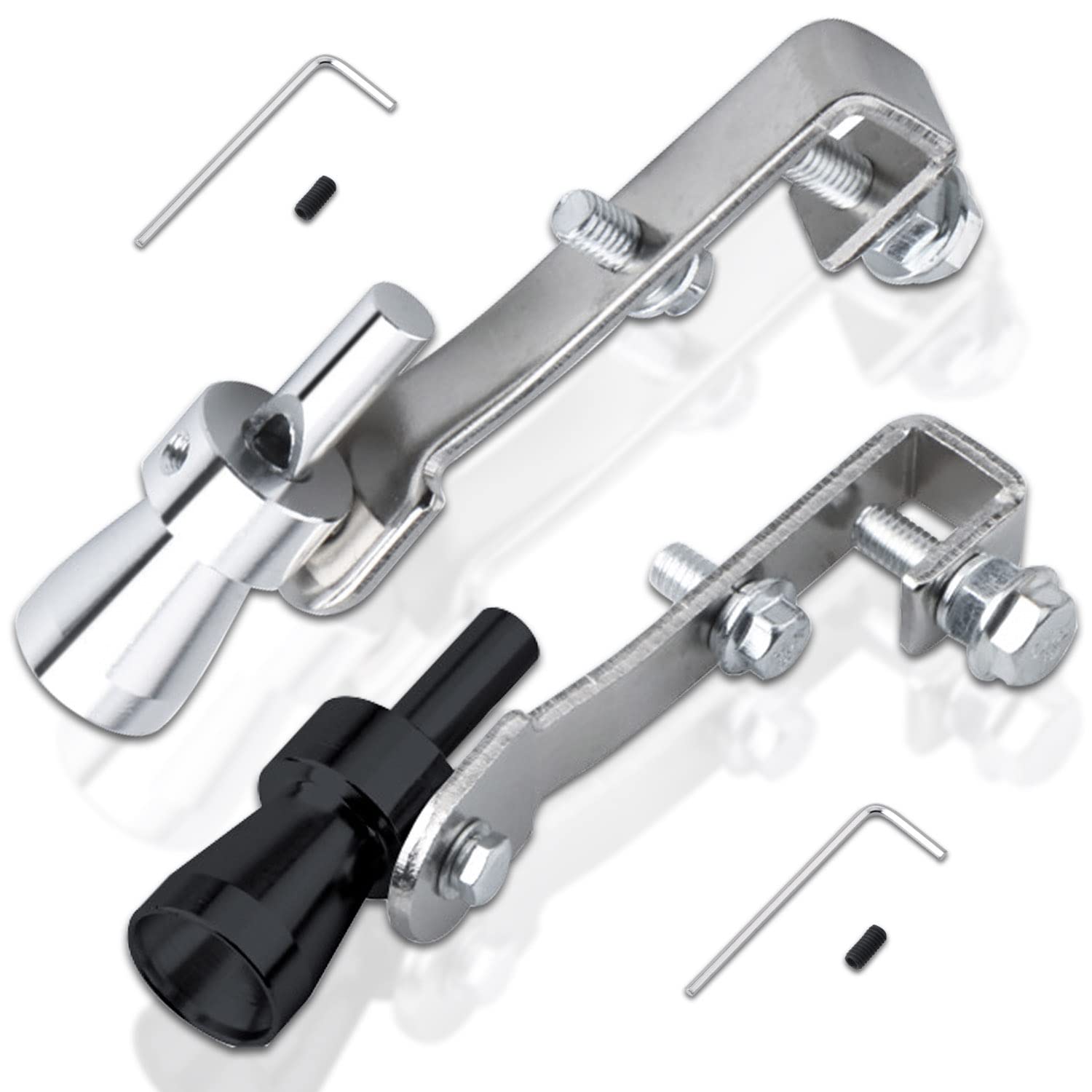 Turbo Whistle Set, 2 Farben Aluminiumlegierung Auto Turbo Sound Booster Rohr Turbo Whistle Sound Generator Tuning, Auspuffrohr für Endrohre, klein, schwarz und silber-S Turbo Whistle Set, 2 Farben Aluminiumlegierung Auto Turbo Sound Booster Rohr Turbo Whistle Sound Generator Tuning, Auspuffrohr für Endrohre, klein, schwarz und silber-S von ERHUO