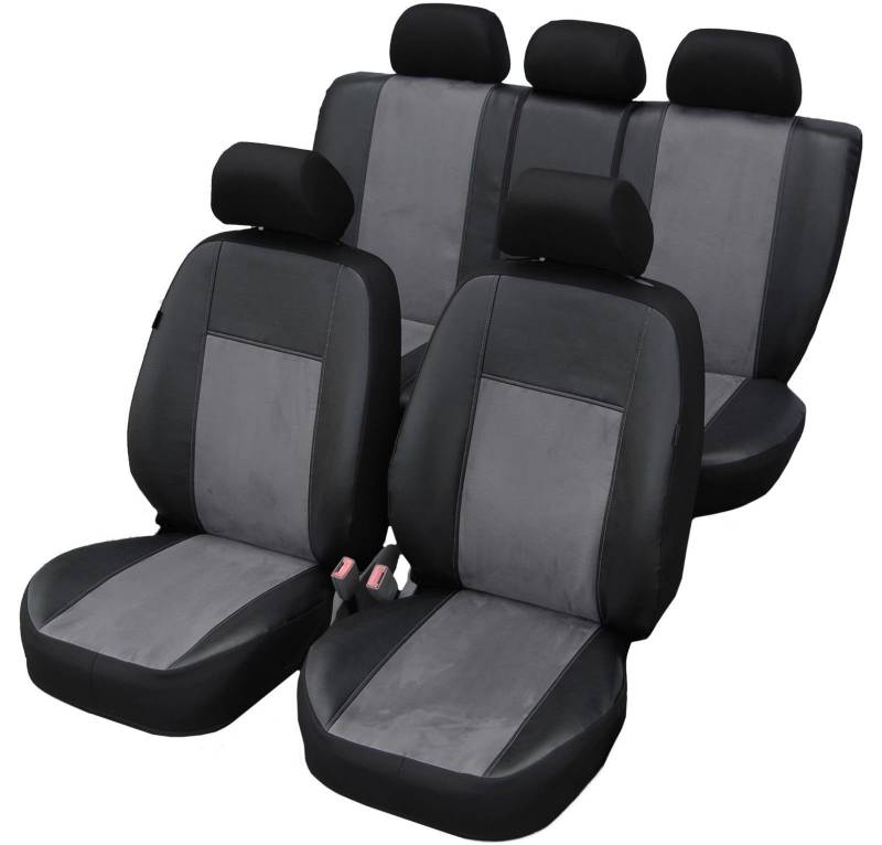 ERJOT Alcantra mit Kunstleder Autositzbezüge kompatibel mit VW Caddy III FL IV Maßgefertigung Sitzbezüge Komplettset von ERJOT