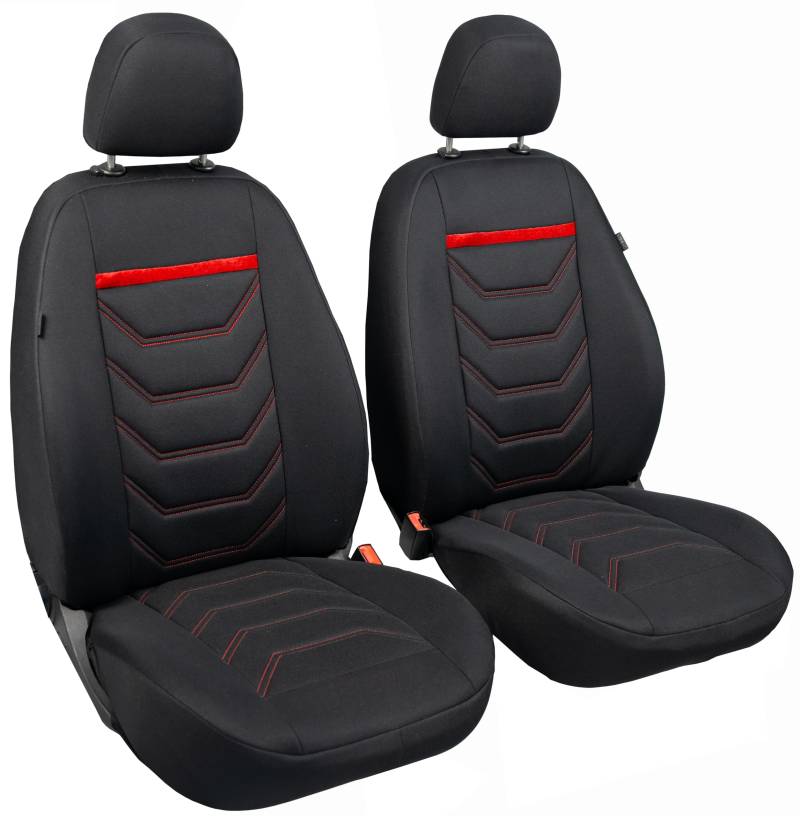 ERJOT Autobezüge Sitzbezüge Comfort Plus Schonbezüge Vordersitzbezüge vorne Sitze Universal Schwarz (Blau) (Rot) von ERJOT