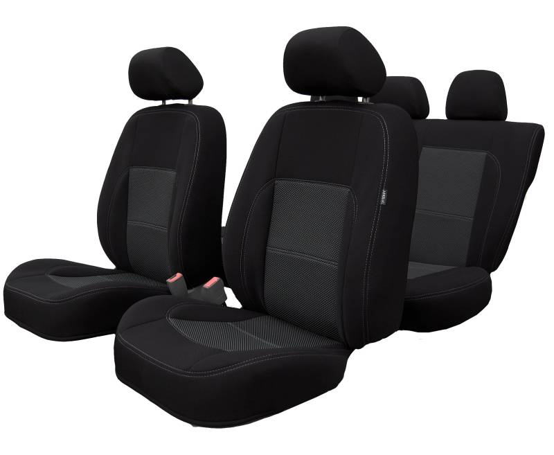 ERJOT Autositzbezüge Erjot2010 maßgefertigte modellspezifische Sitzbezüge kompatibel mit Toyota Yaris I für Schonbezüge Schwarz Komplett Set von ERJOT