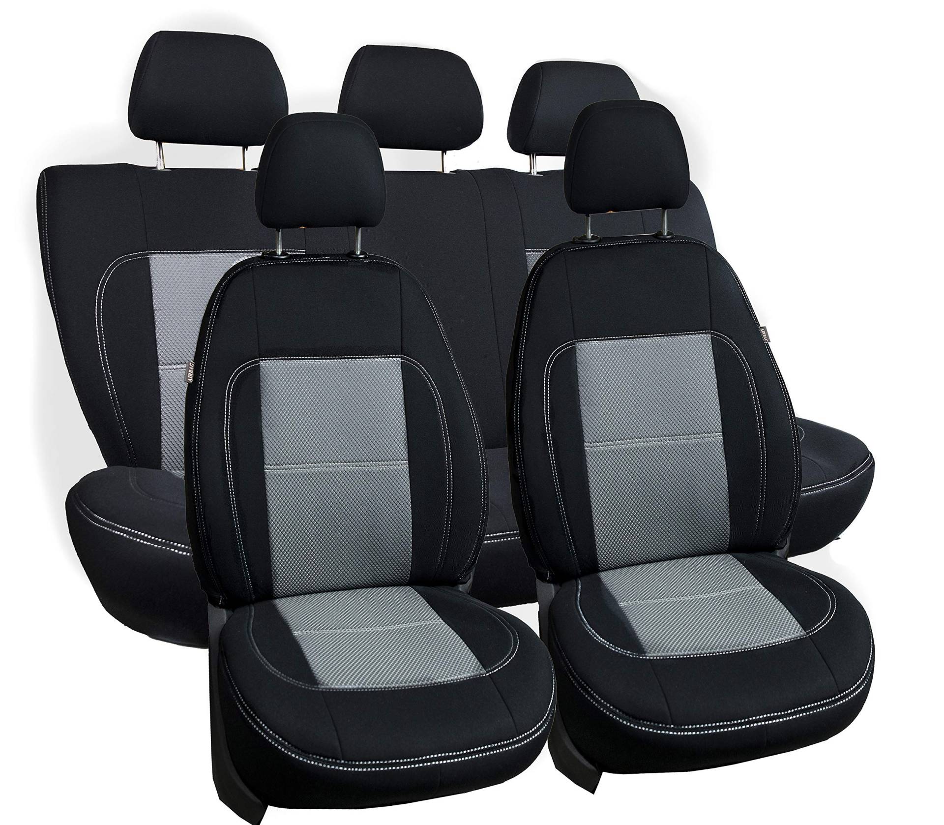ERJOT Autositzbezüge kompatibel mit VW Polo 6R Grau maßgefertigte modellspezifische Sitzbezüge Komplett Set von ERJOT