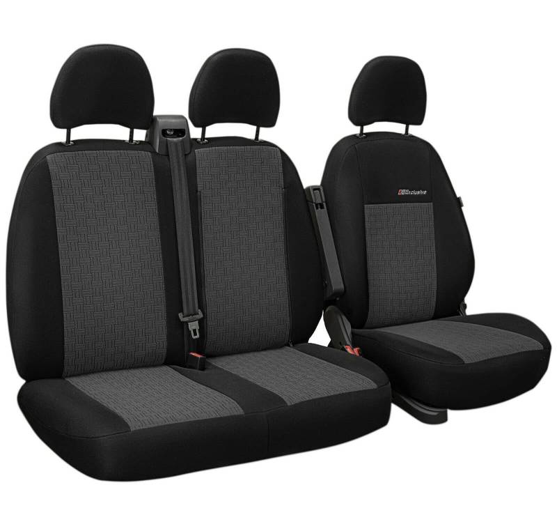 ERJOT Bus AKR-EXC Maßgefertigte Autobezüge Sitzbezüge für Bus Transporter VW T6 (Sitzbezüg Fahrersitz + 2er Beifahrersitzbank) von ERJOT