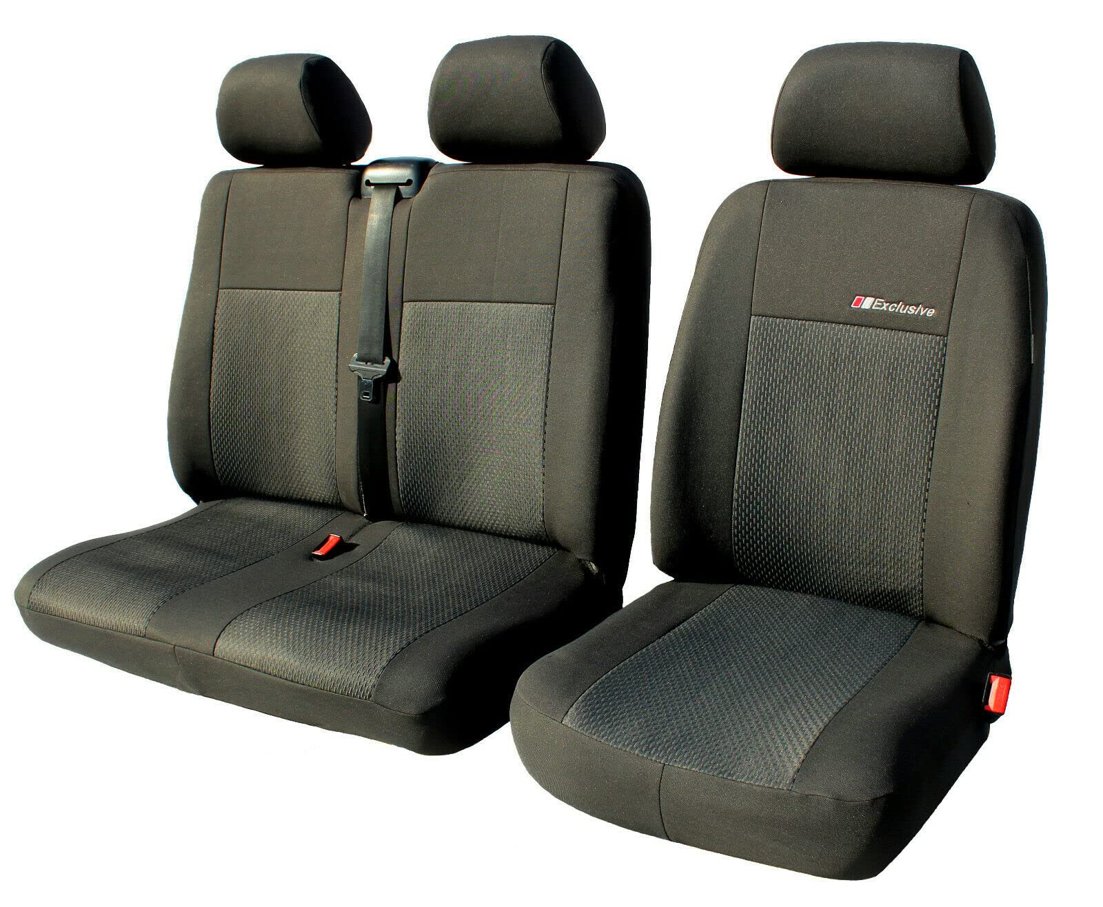 ERJOT KRE-EXC Maßgefertigte Bus (Fahrersitz + 2er Beifahrersitzbank) kompatibel mit Opel Vivaro II Autositzbezüge Sitzbezüge von ERJOT