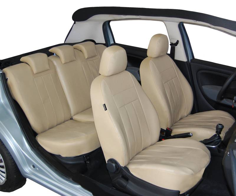ERJOT Maßgefertigte Kunstleder Sitzbezüge kompatibel mit FIAT Panda III Schonbezüge Autositzbezüge in Beige von ERJOT