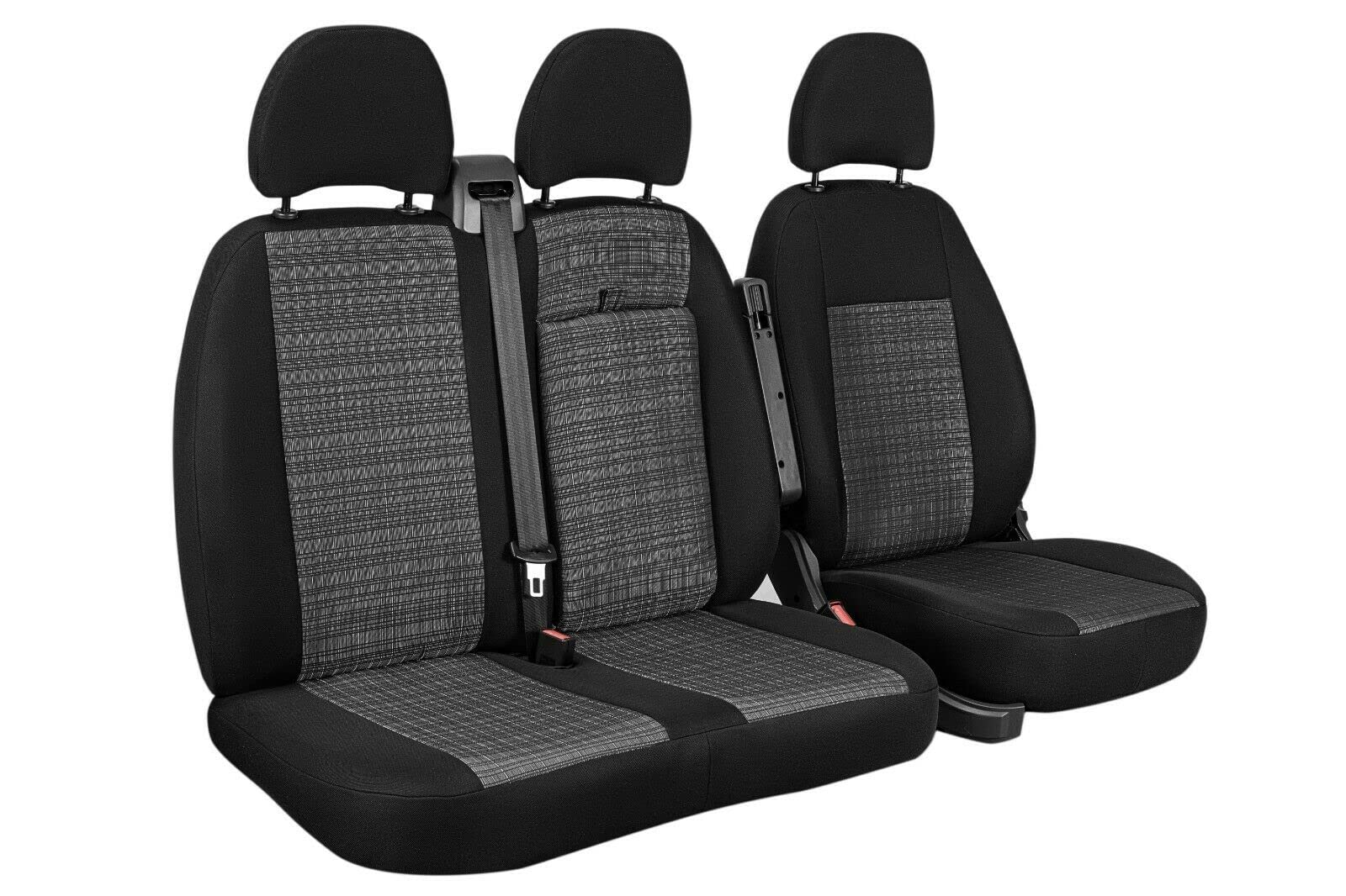 ERJOT Prime KAPER Maßgefertigte Bus (Fahrersitz + 2er Beifahrersitzbank) kompatibel mit Ford Transit VIII Autositzbezüge Sitzbezüge von ERJOT