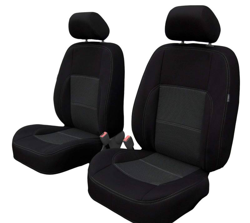 ERJOT Vordersitzbezüge Erjot2010 Sitzbezüge kompatibel mit Skoda Yeti Schonbezüge Autositzbezüge Farbe Schwarz mit weißen Fäden Massgefertigte von ERJOT