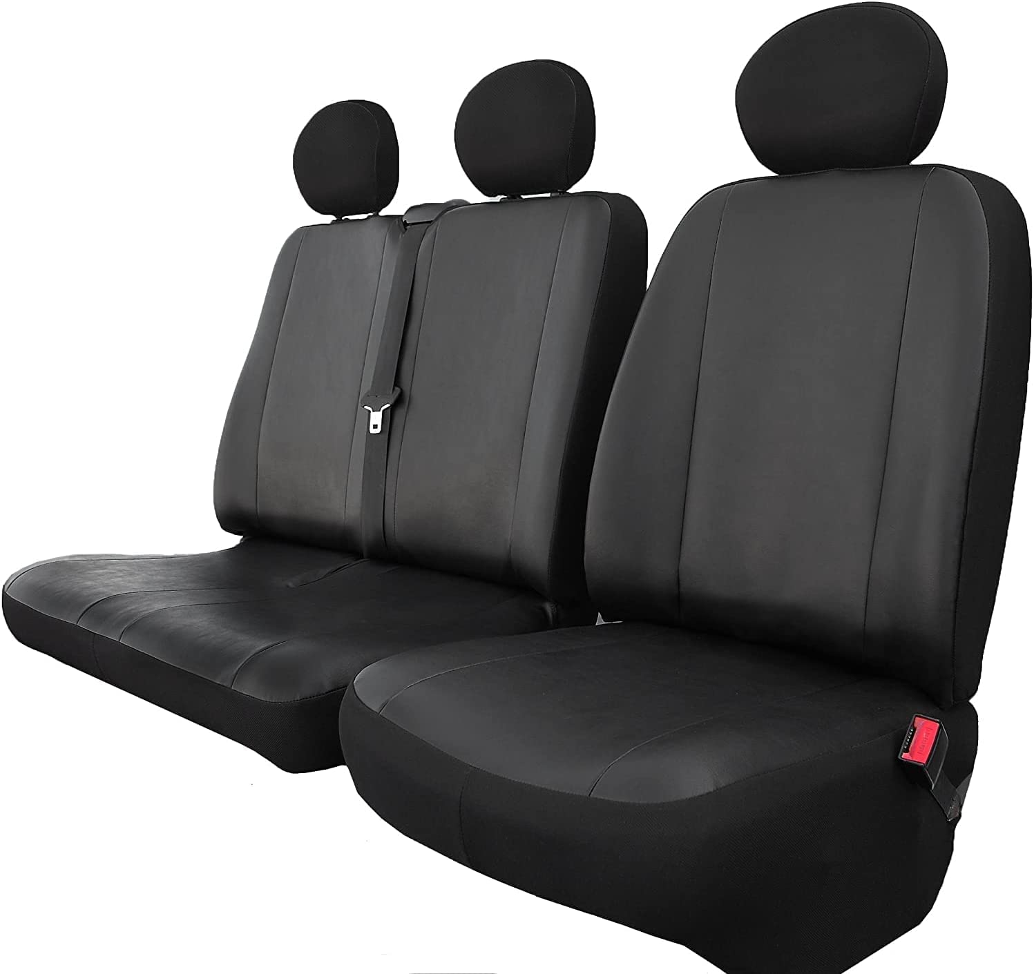 ERJOT Autositzbezüge Sitzbezüge maßgefertigte kompatibel mit Opel Movano C Bus (Sitzbezüge für Fahrersitz und Doppelbank Vorne) Kunstleder Schonbezüge in Schwarz von ERJOT