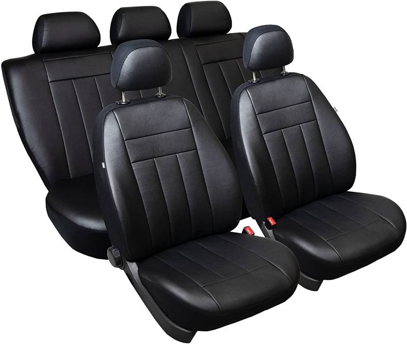 ERJOT Maßgefertigte Kunstleder Sitzbezüge kompatibel mit VW T-Cross Schonbezüge Autositzbezüge in Schwarz von ERJOT