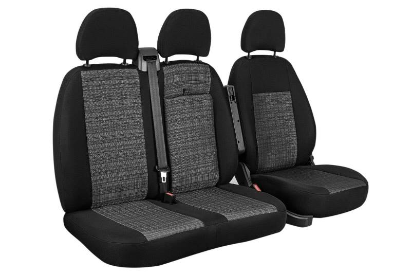 Prime KAPER Maßgefertigte Bus (Fahrersitz + 2er Beifahrersitzbank) kompatibel mit Peugeot Expert II Autositzbezüge Sitzbezüge von ERJOT